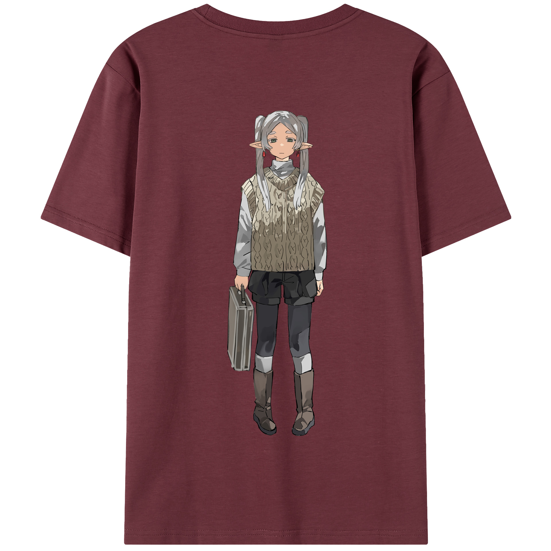 （画像用） 葬送のフリーレン Frieren 綿100％半袖Tシャツ（背面プリント）